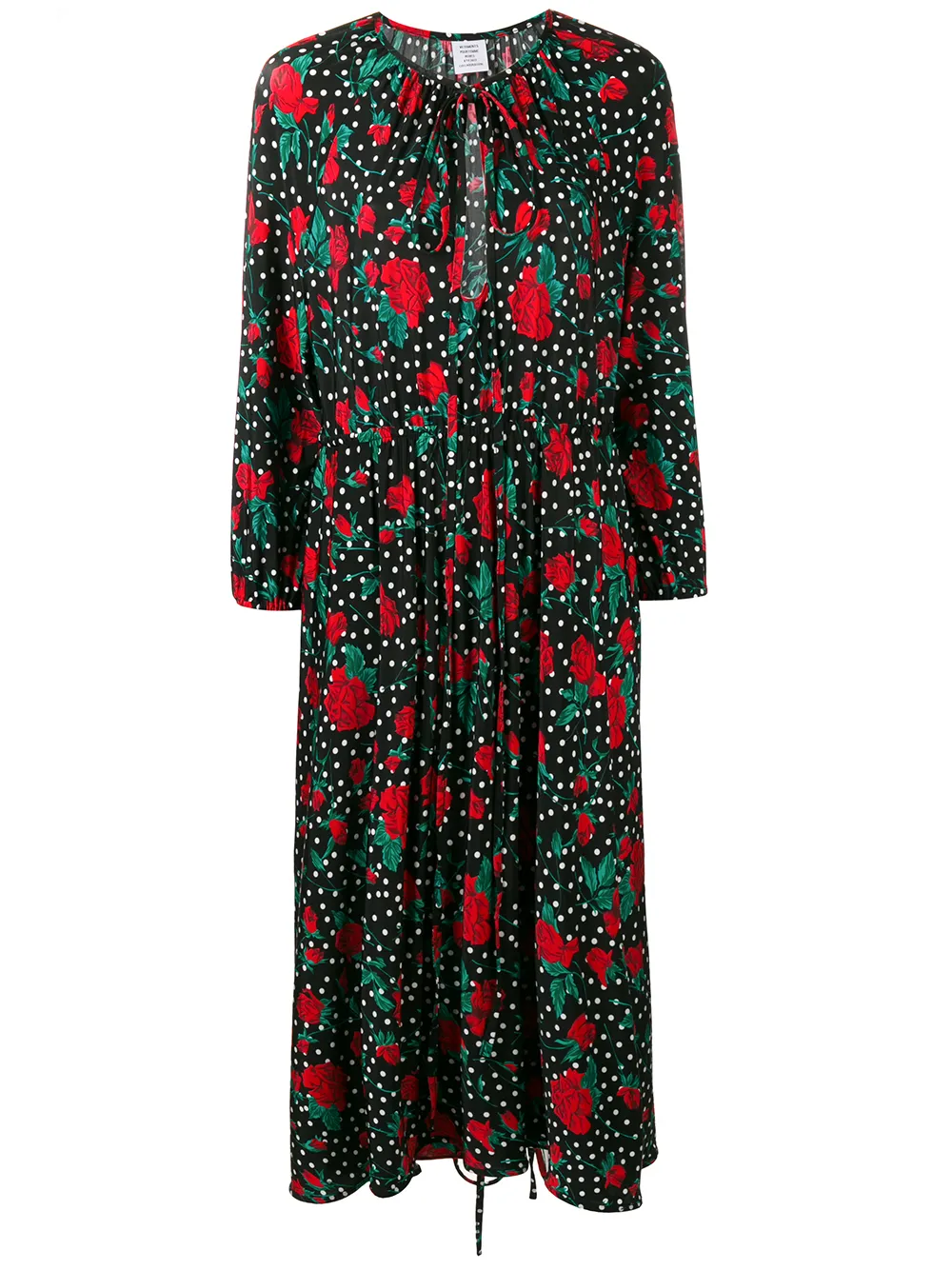 VETEMENTS roses print midi dress - Nero