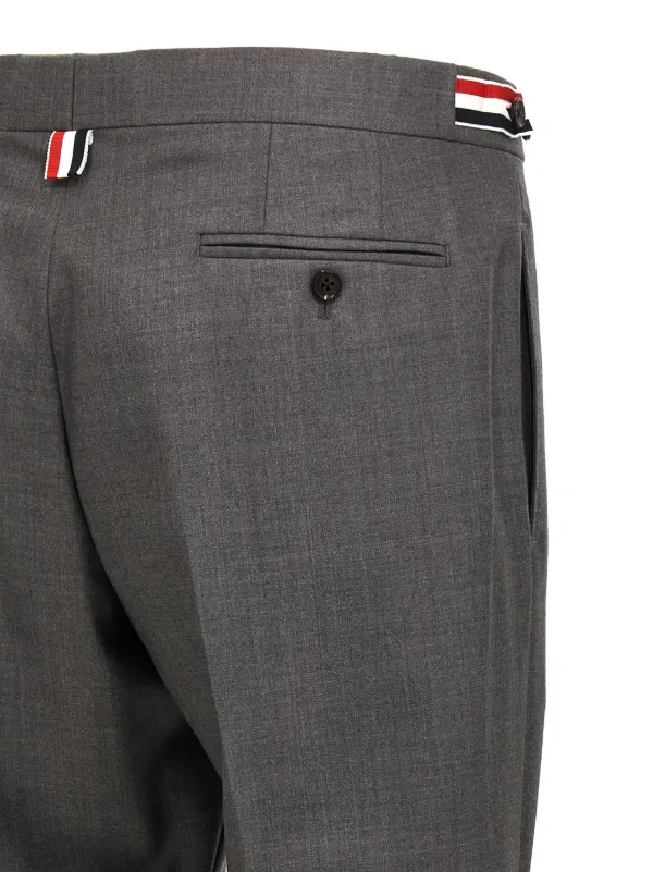 Thom Browne RWB Stripe pressed-crease Trousers | Grey | FARFETCH