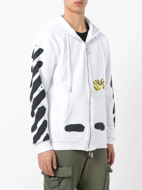 OFF-WHITE Printed Zip Up Hoodie | ModeSens