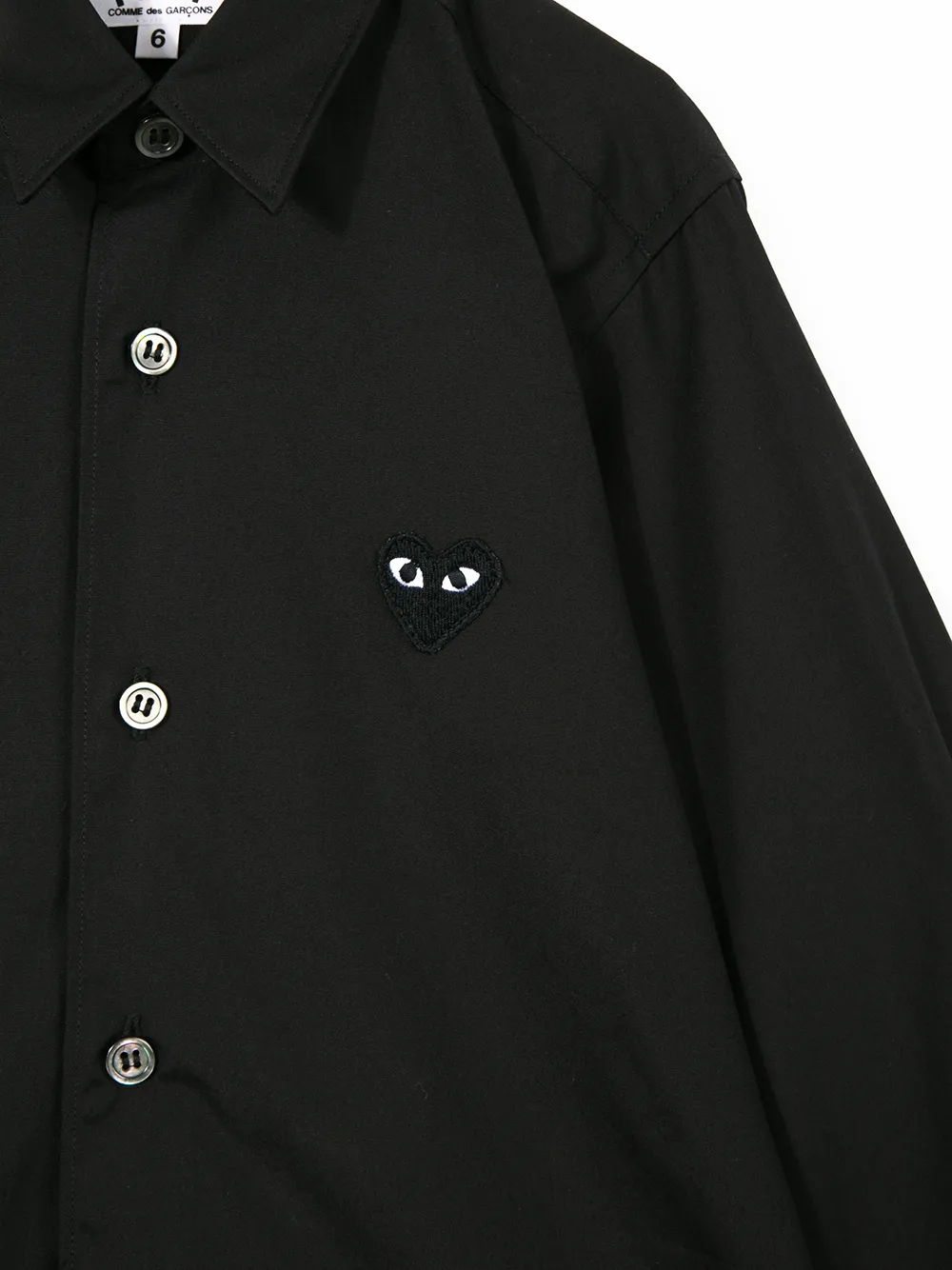 Comme Des Garçons Play Kids embroidered logo shirt Zwart