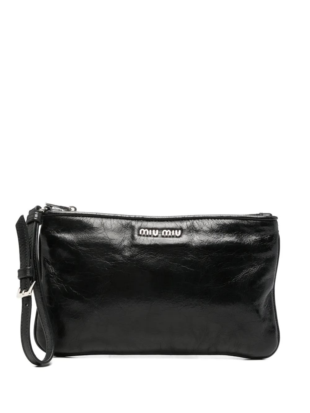 Miu Miu Clutch con portachiavi in pelliccia - Nero