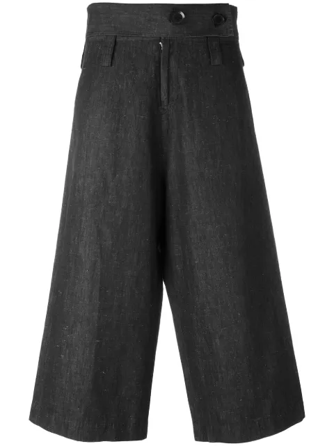 Yohji Yamamoto Pre-Owned 하이 웨이스트 크롭 팬츠