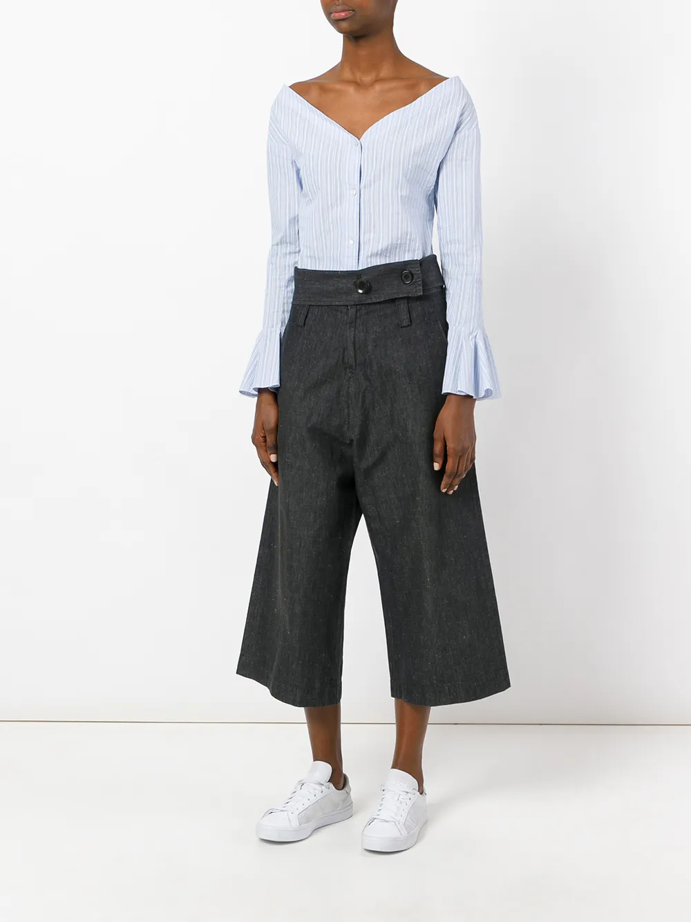 Yohji Yamamoto Pre-Owned high waist cropped broek - Grijs