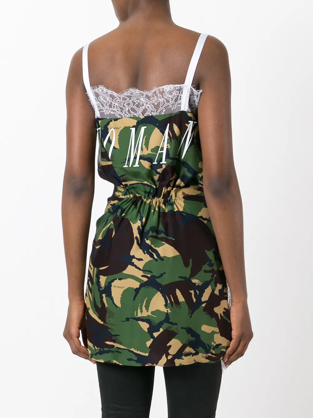 Off-White lace trim cinched top Groen