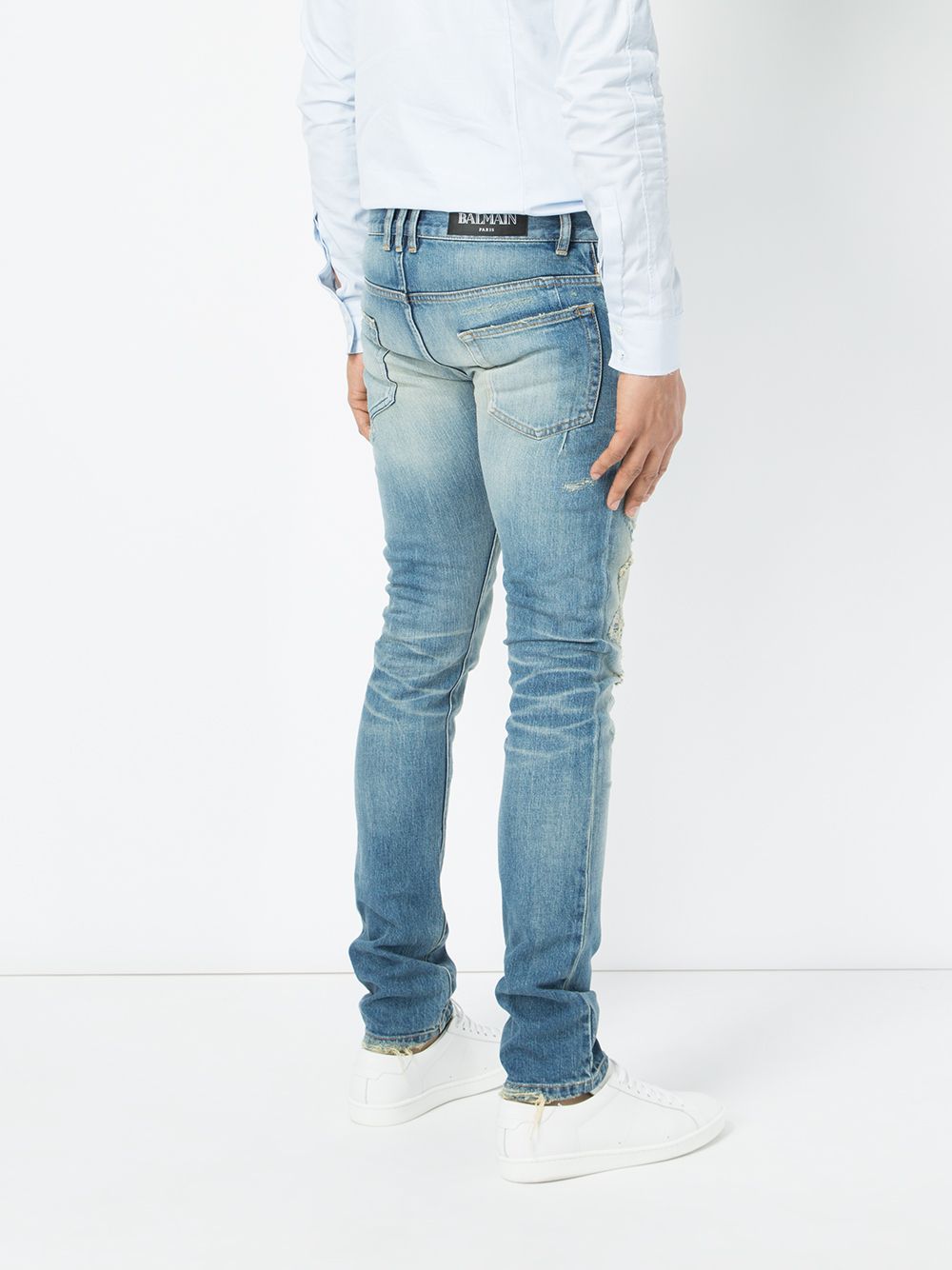 фото Balmain джинсы кроя скинни с потертой отделкой