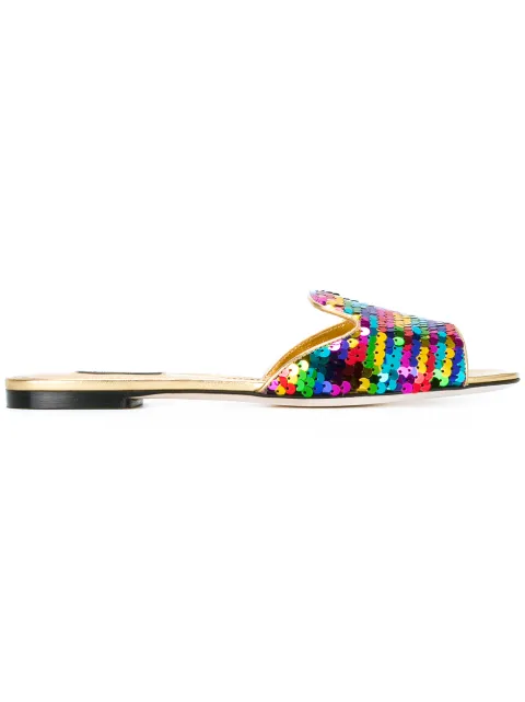 Dolce & Gabbana sequin slip-on sandals $495 - Buy Online - Mobile ...