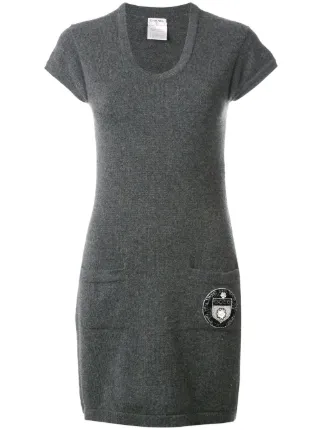 Chanel Vintage Knitted T Shirt Dress Farfetch Chanel Vintage Knitted T Shirt Dress