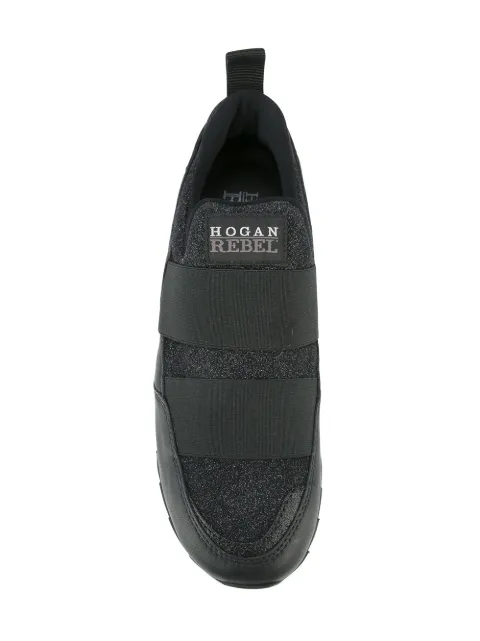 HOGAN REBEL HOGAN REBEL GLITTER BAND SLIP-ON SNEAKERS - BLACK