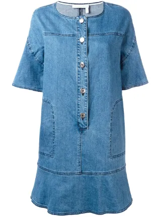 frill hem denim dress