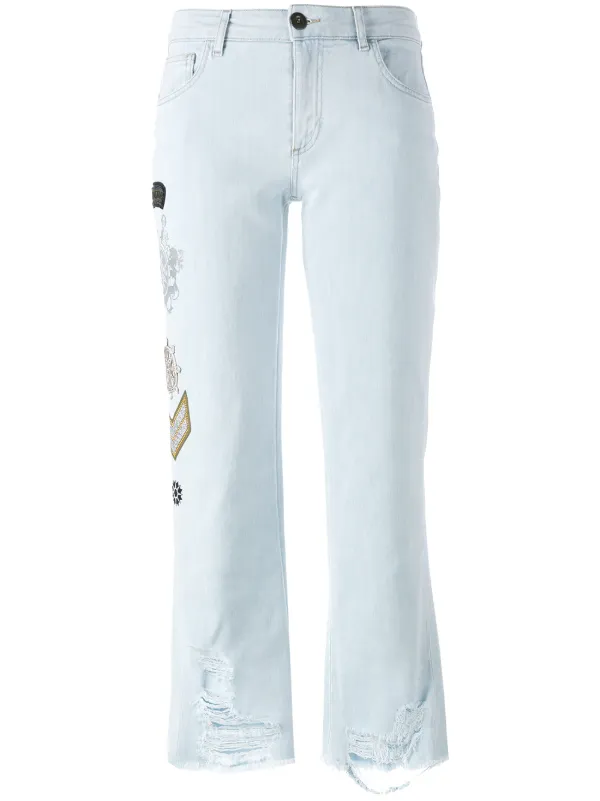 multi patch jeans