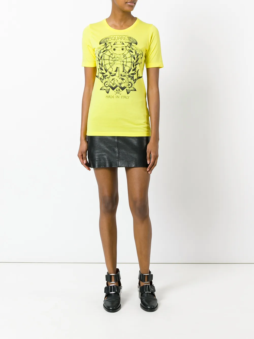 DSQUARED2 long tattoo graphic T-shirt Geel