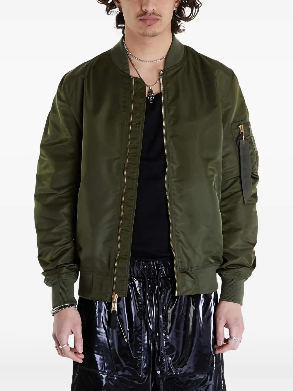 Alpha Industries zipped bomber jacket | Green | Image 1