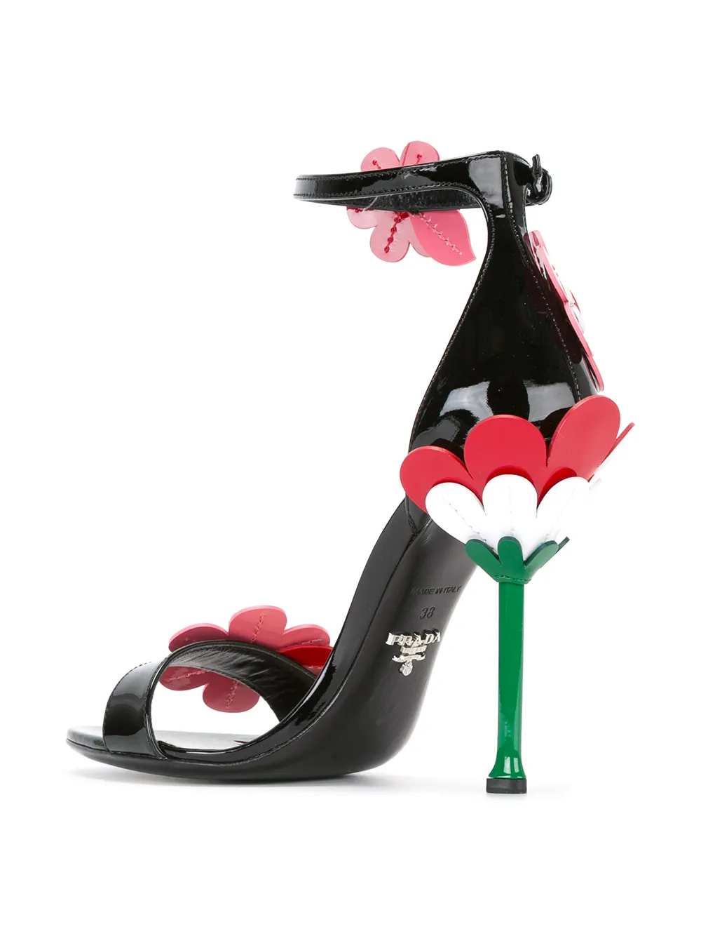 Prada platte sandalen met bloemendetails Zwart