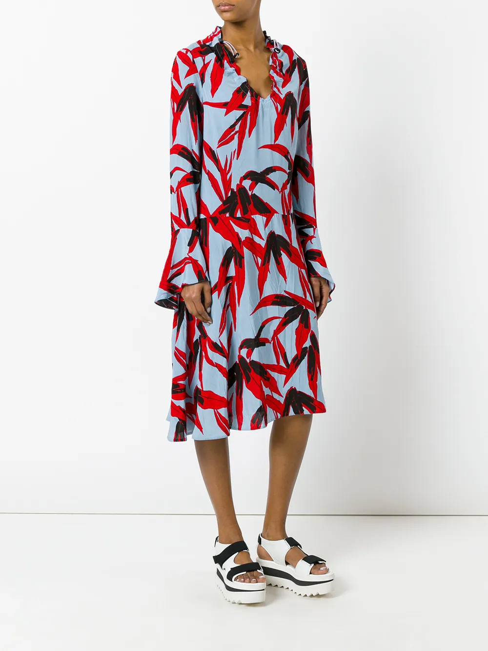 marni 叶形印花连衣裙