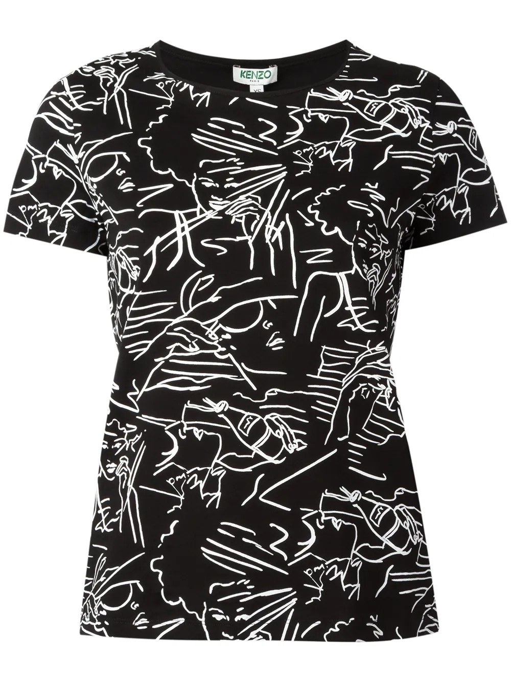 Kenzo contrast sketch face T-shirt - Nero