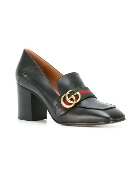 GUCCI Peyton 75 Leather Heeled Courts in Black | ModeSens