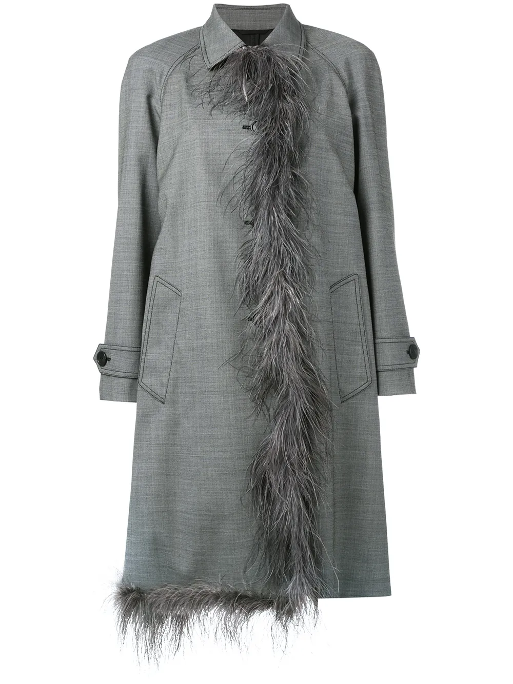 Prada fur trim coat | Grey | Image 1