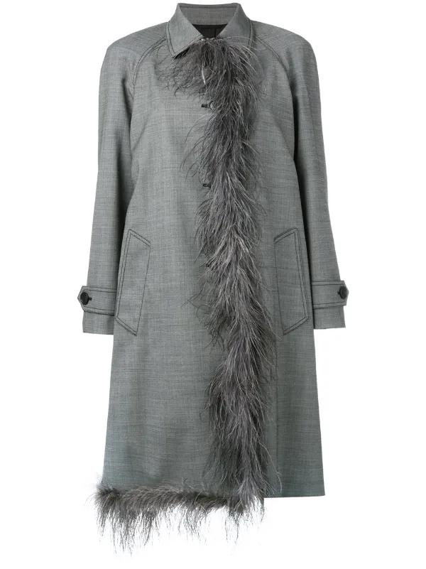 Prada Fur Trim Coat in Grey
