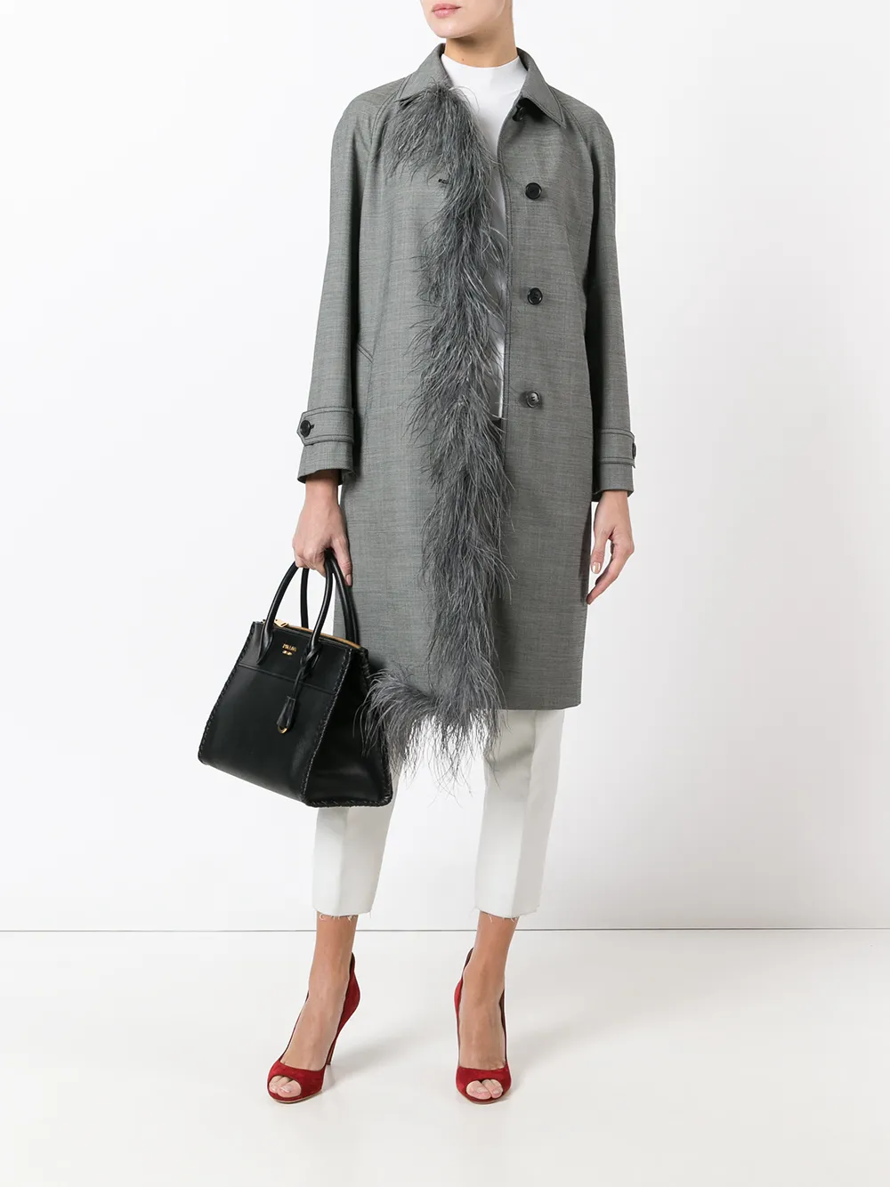 Prada fur trim coat | Single Breasted Coats | Image 2