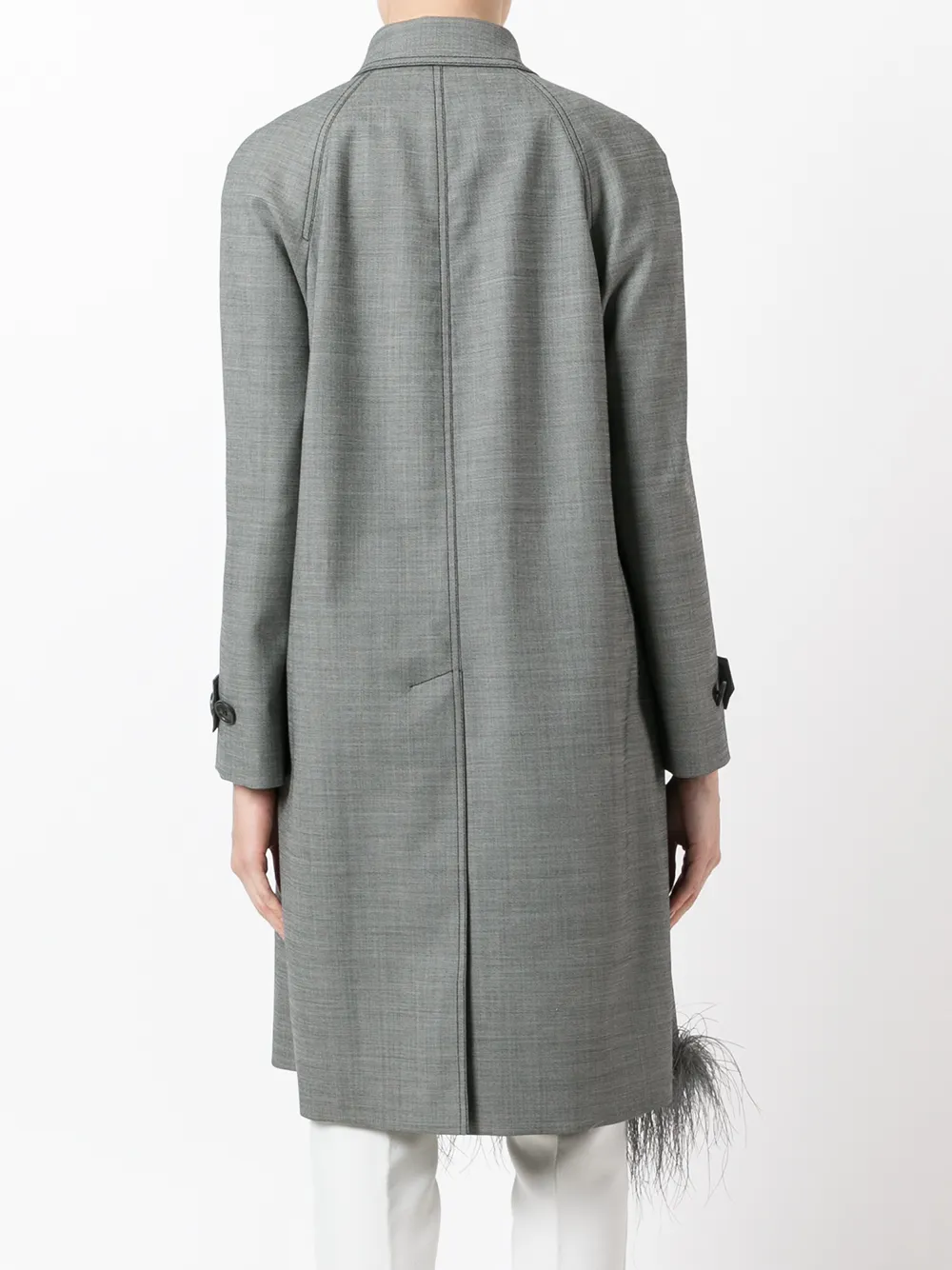 Prada Fur Trim Coat In Gray
