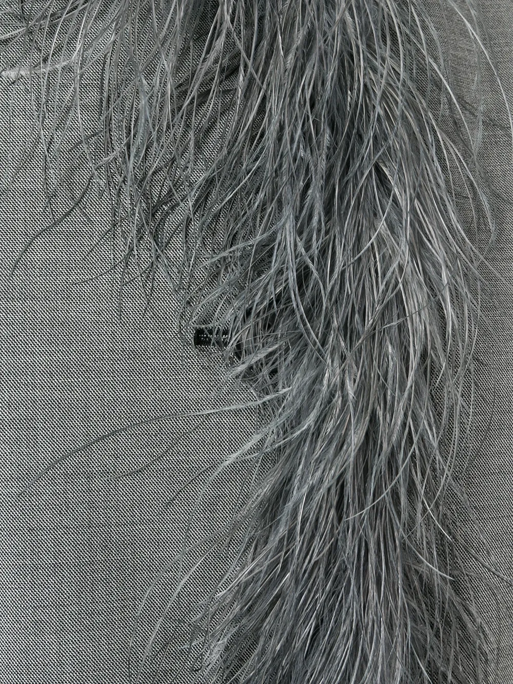 Prada Fur Trim Coat In Gray