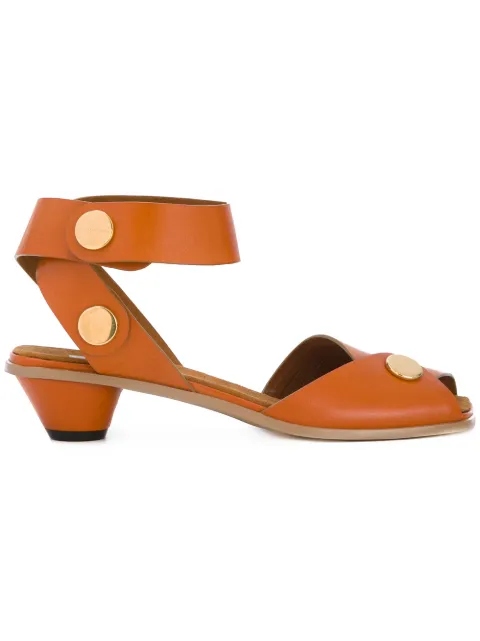 Click to view more detailed imagery on our partner's website Stella Mccartney Collection Cone-heel Faux-leather Sandals In Tan