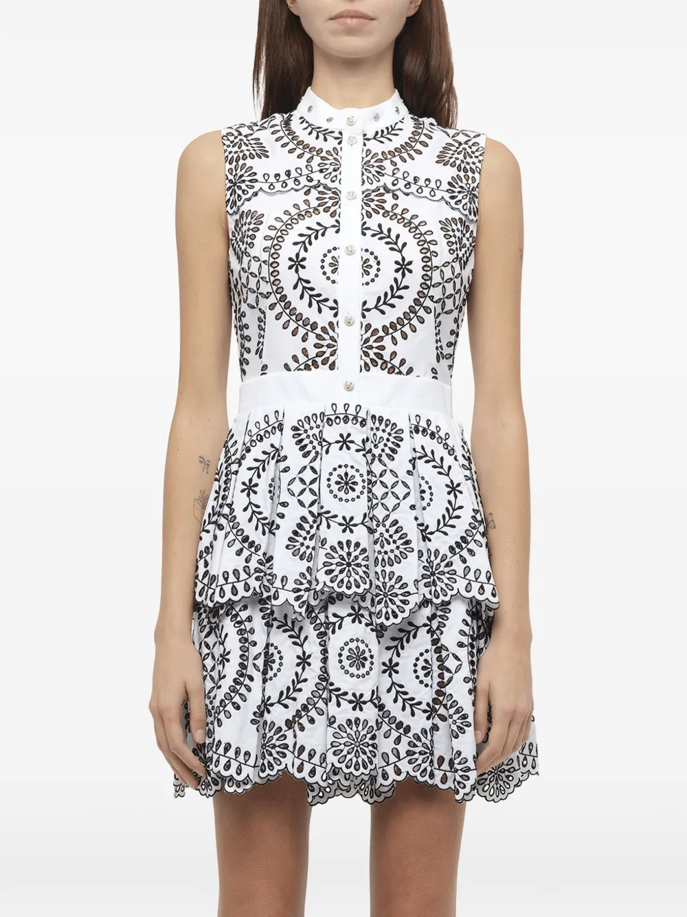 Alexander McQueen Kleid mit Lochstickerei - Weiß