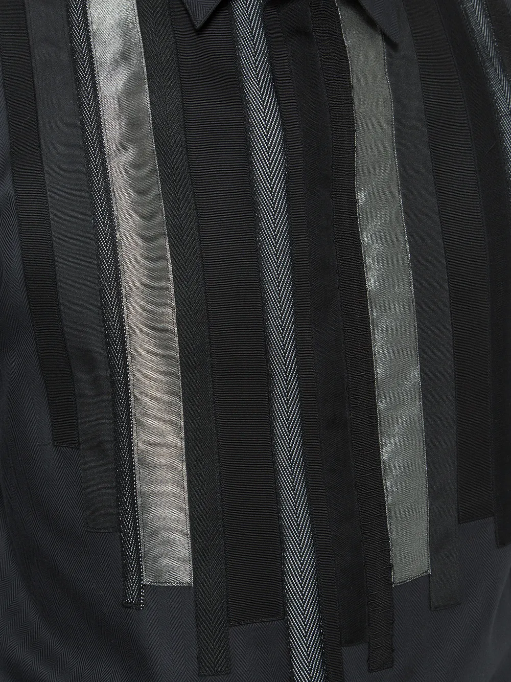 Shiro Sakai Shigoto x striped applique shirt Zwart