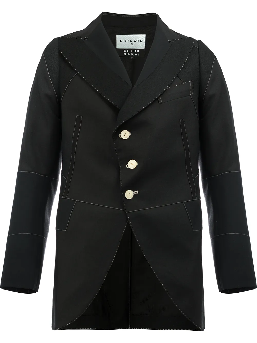 Shiro Sakai SHIGOTO X panelled jacket Zwart