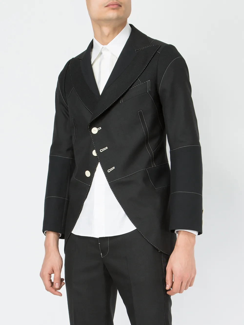 Shiro Sakai SHIGOTO X panelled jacket Zwart