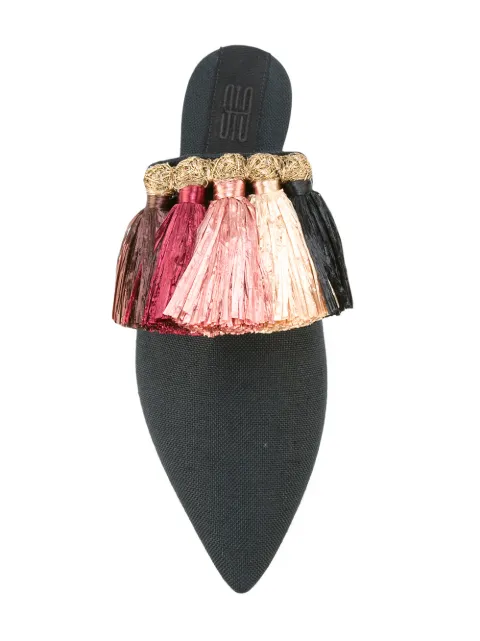 pink tassel mules