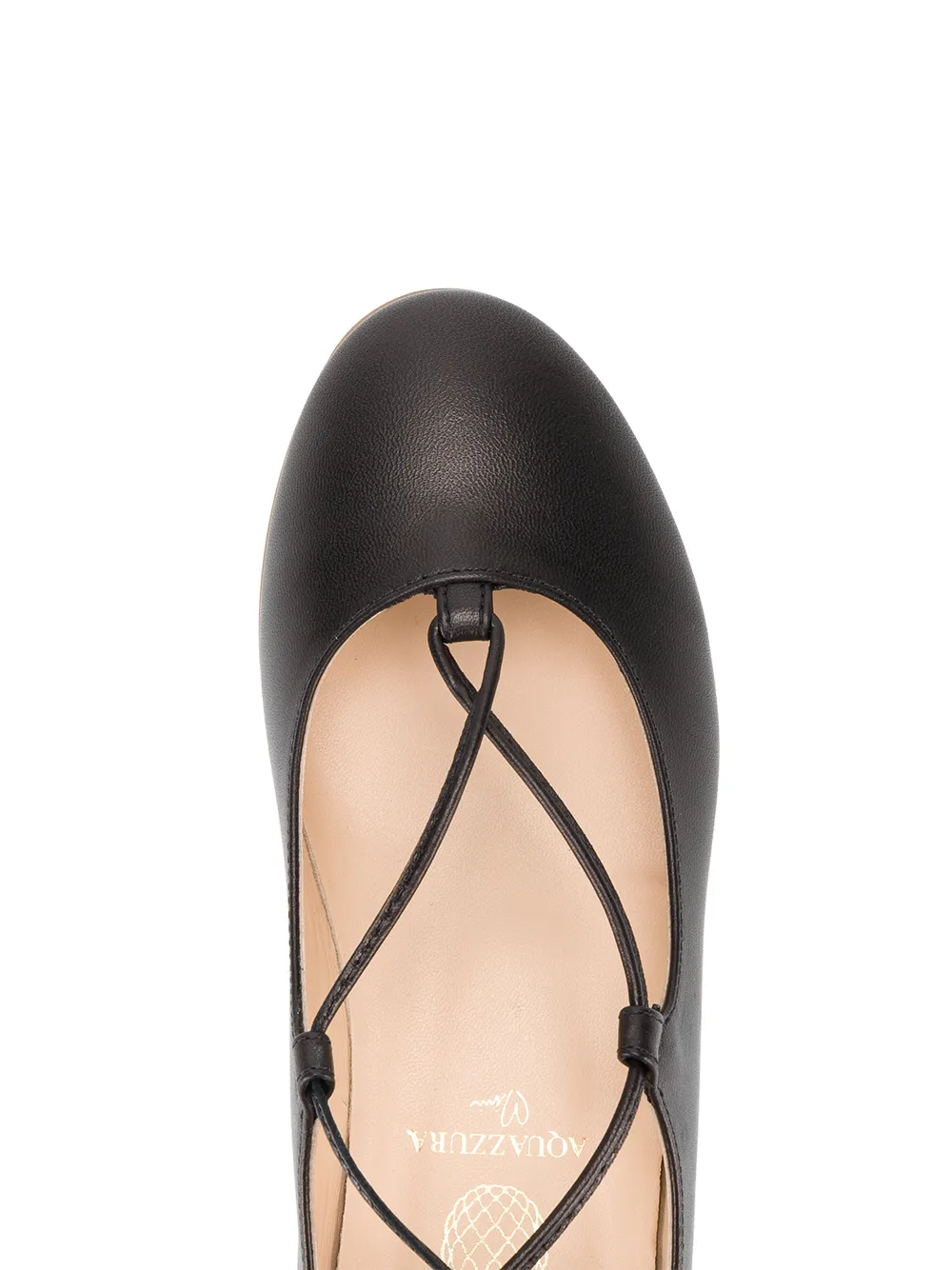 Shop Aquazzura Mini Mini Christy Lace-up Ballerinas In Black