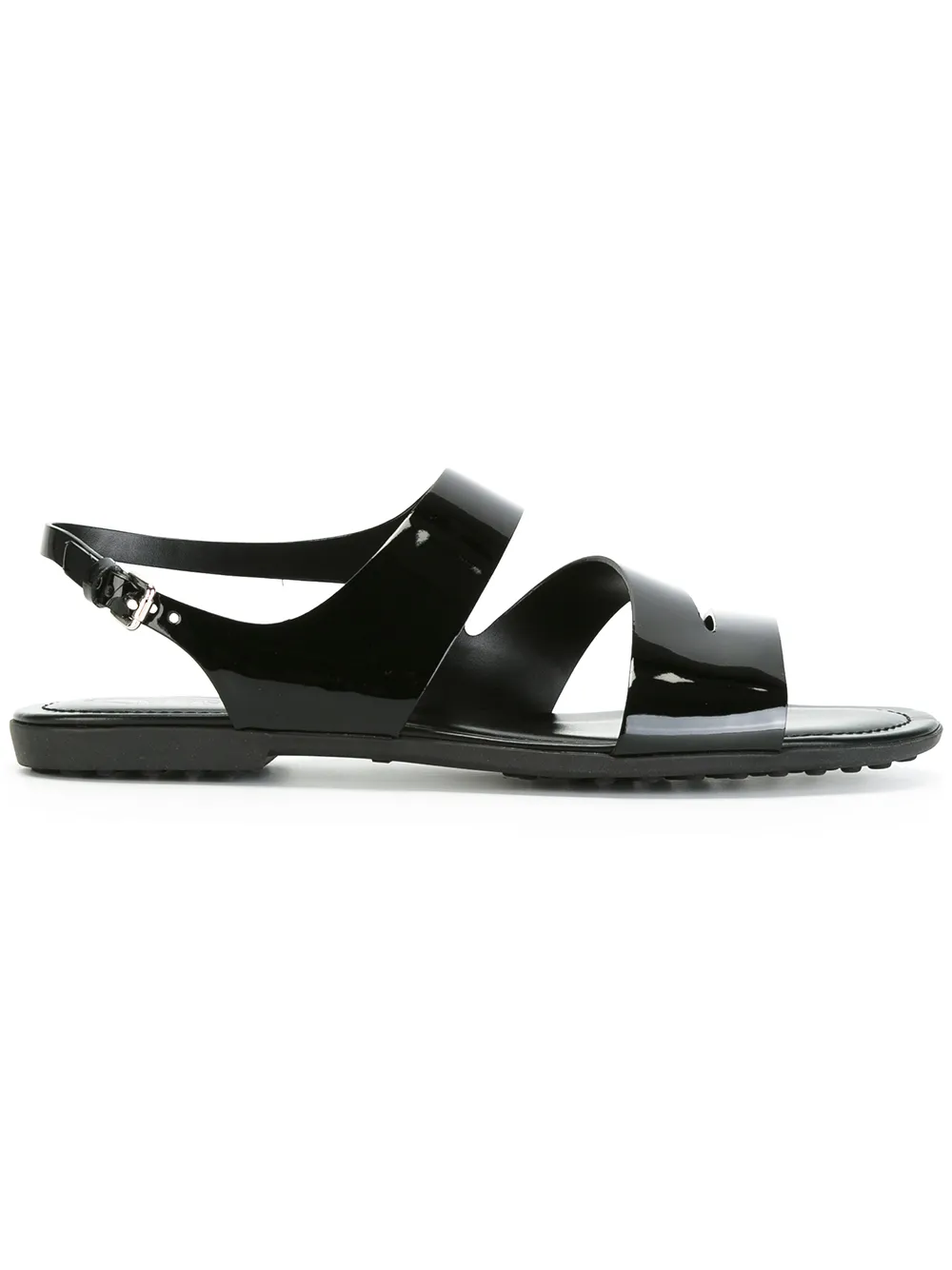 Tod's varnished flat sandals - Nero