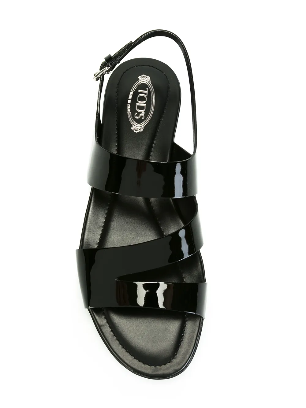 Tod's varnished flat sandals Zwart