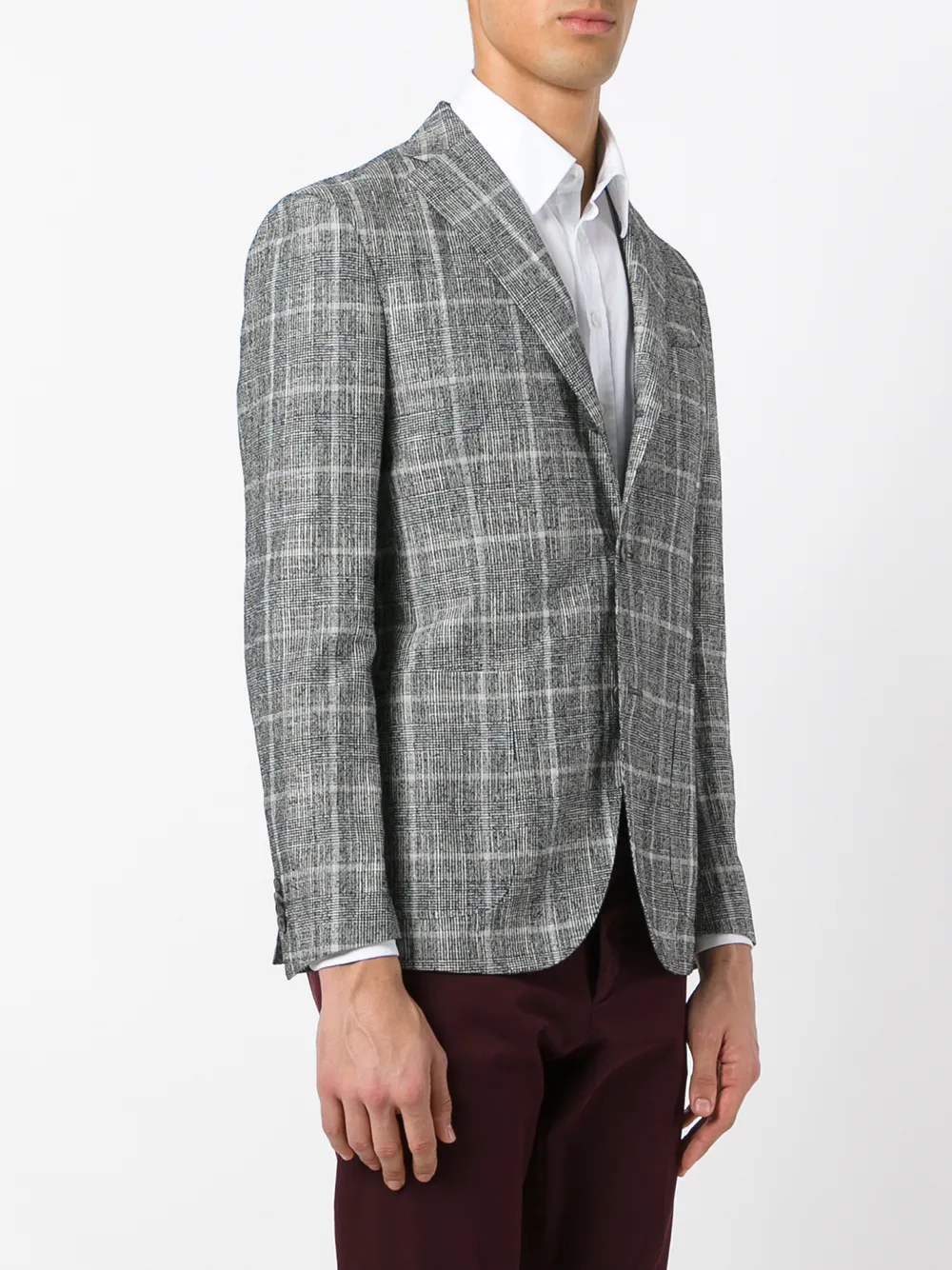 Boglioli Checked Two-button Blazer In Gray