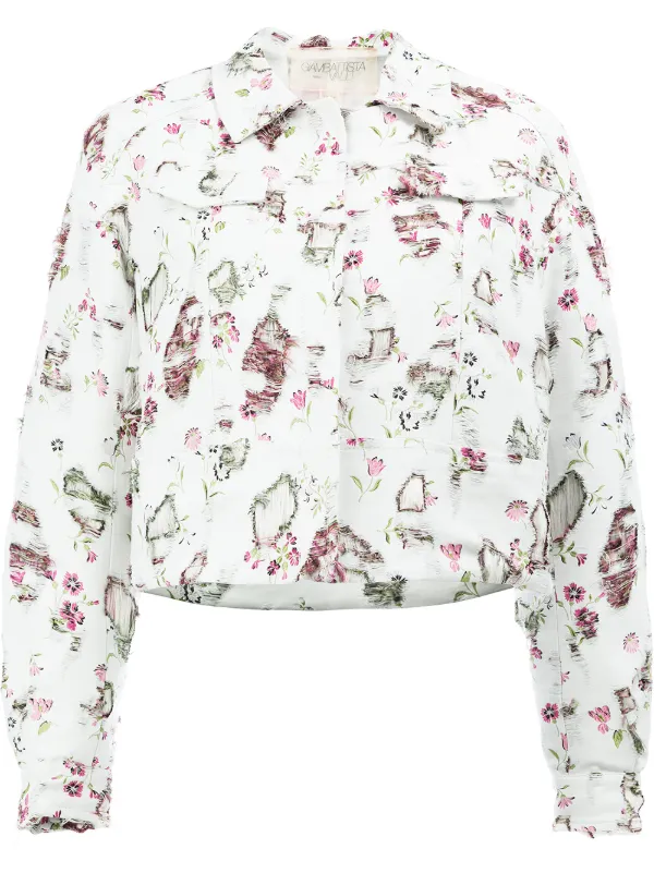 Giambattista Valli Distressed Floral Jacket White FARFETCH BE