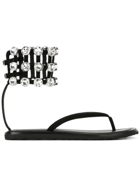 Alexander Wang 'Aubrey' Glass Crystal Ankle Cuff Leather Sandals In ...