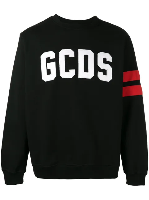 GCDS CONTRASTING-STRIPE COTTON-JERSEY SWEATSHIRT, BLACK | ModeSens