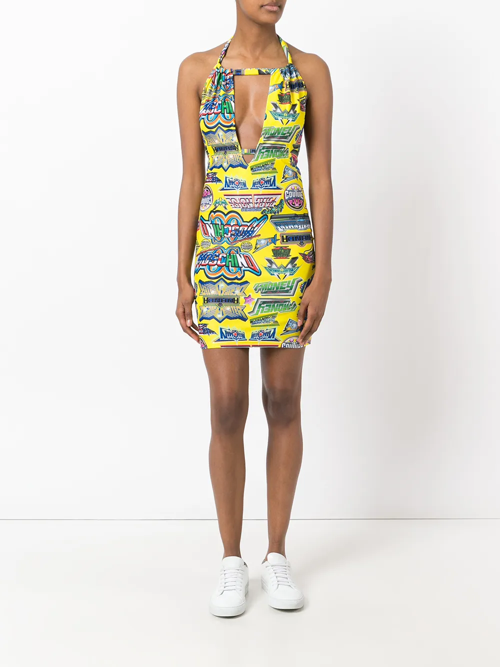 Moschino comic logo print dress - Geel