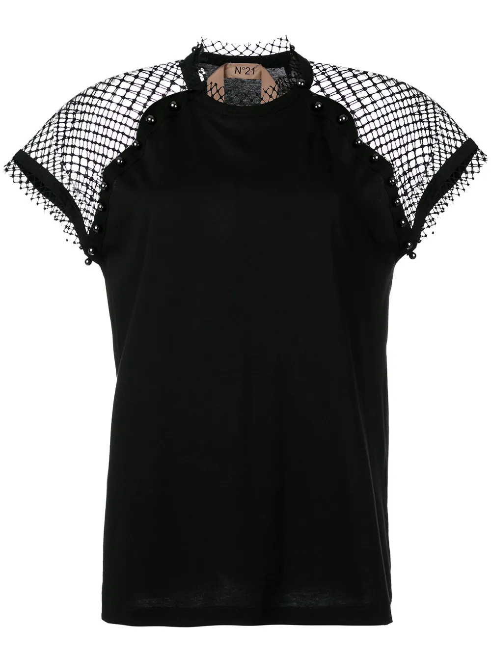Nº21 mesh panel blouse - Nero