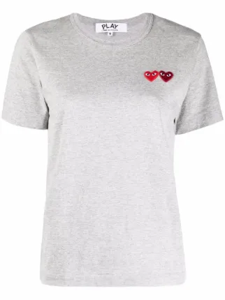 Comme Des Garçons Play Camiseta Com Bordado De Duplo Coração