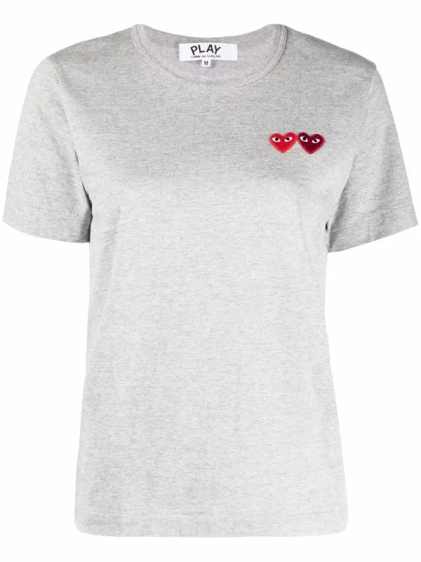 Comme des Garcons Play Double Heart Logo T Shirt Grey