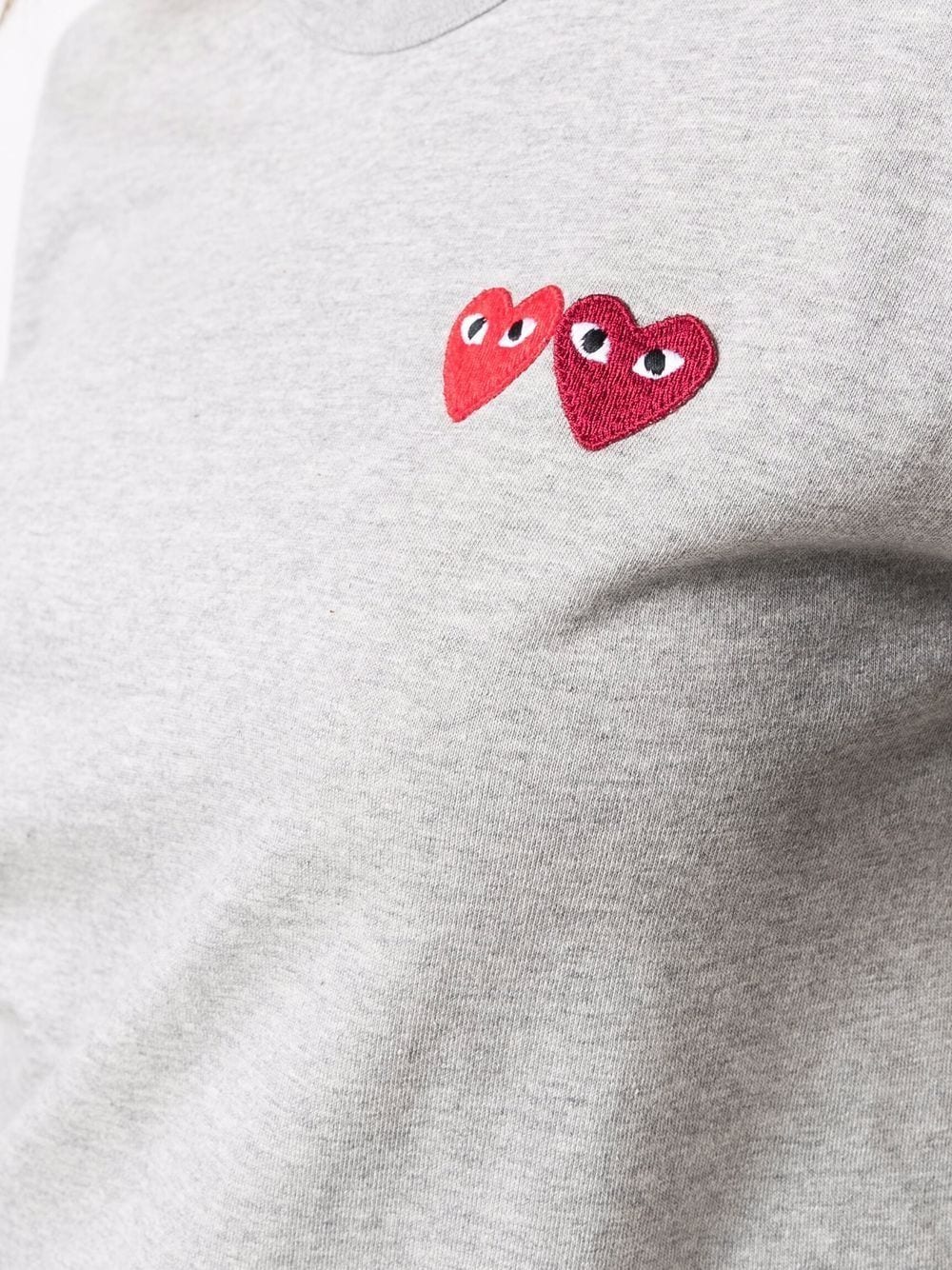 Shop Comme Des Garçons Play Double Heart Logo T-shirt In Grey