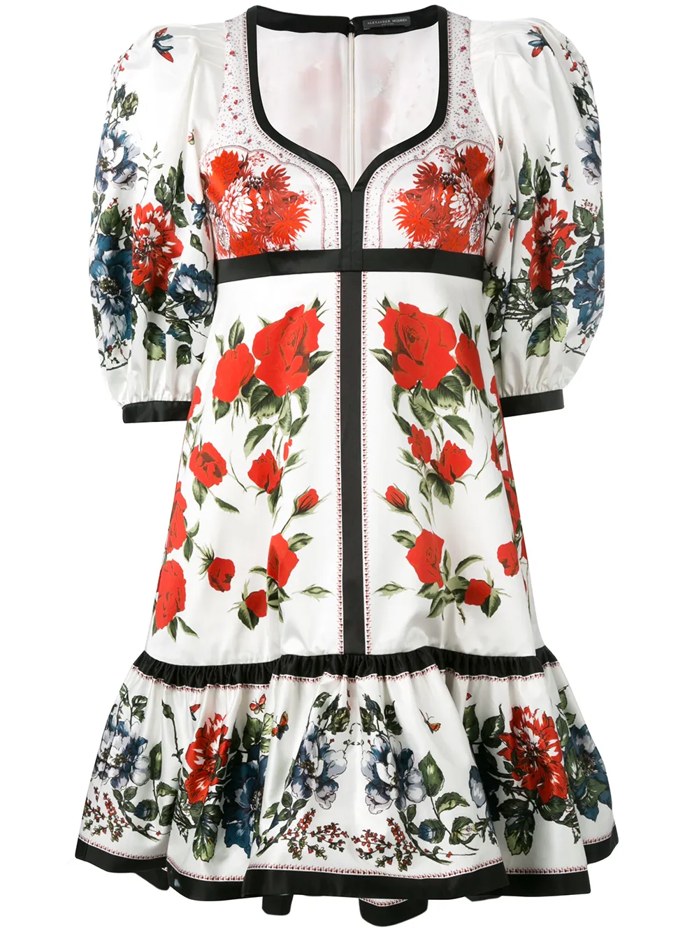 Alexander McQueen Ausgestelltes Kleid mit Blumen-Print - Weiß