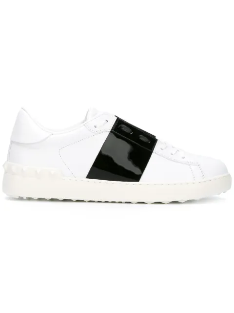 Click to view more detailed imagery on our partner's website Valentino Open Low-Top White & Black Leather Sneakers In Blue