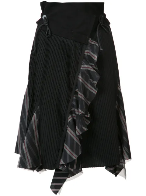 Click to view more detailed imagery on our partner's website Sacai Ruffled Silk Organza-trimmed Pleated Poplin Skirt