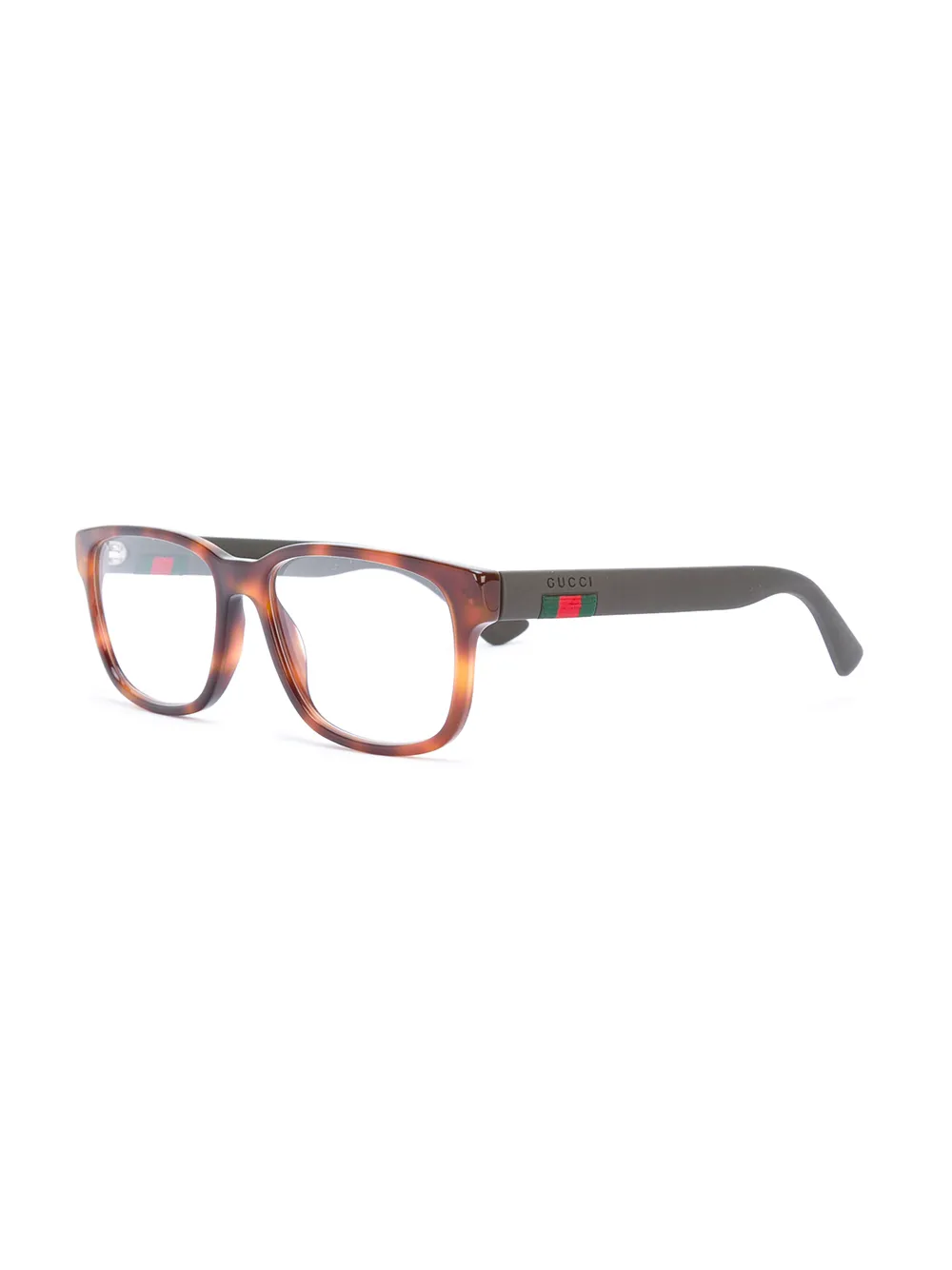 Gucci Eyewear Web trim rectangle glasses - Bruin