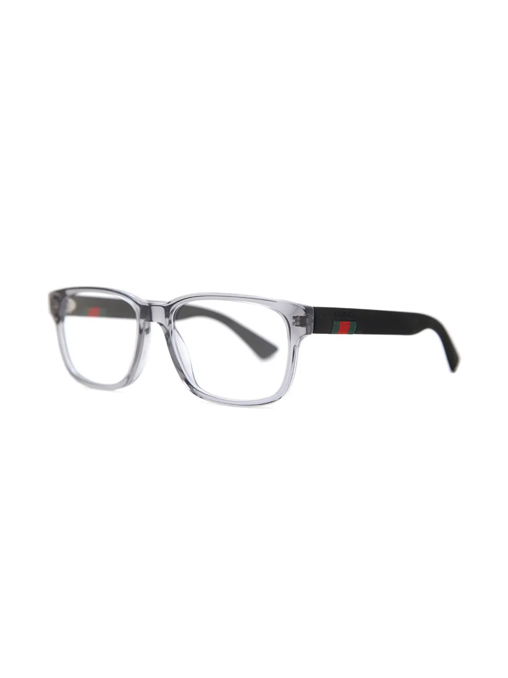 Gucci Eyewear Web trim rectangle glasses Zwart