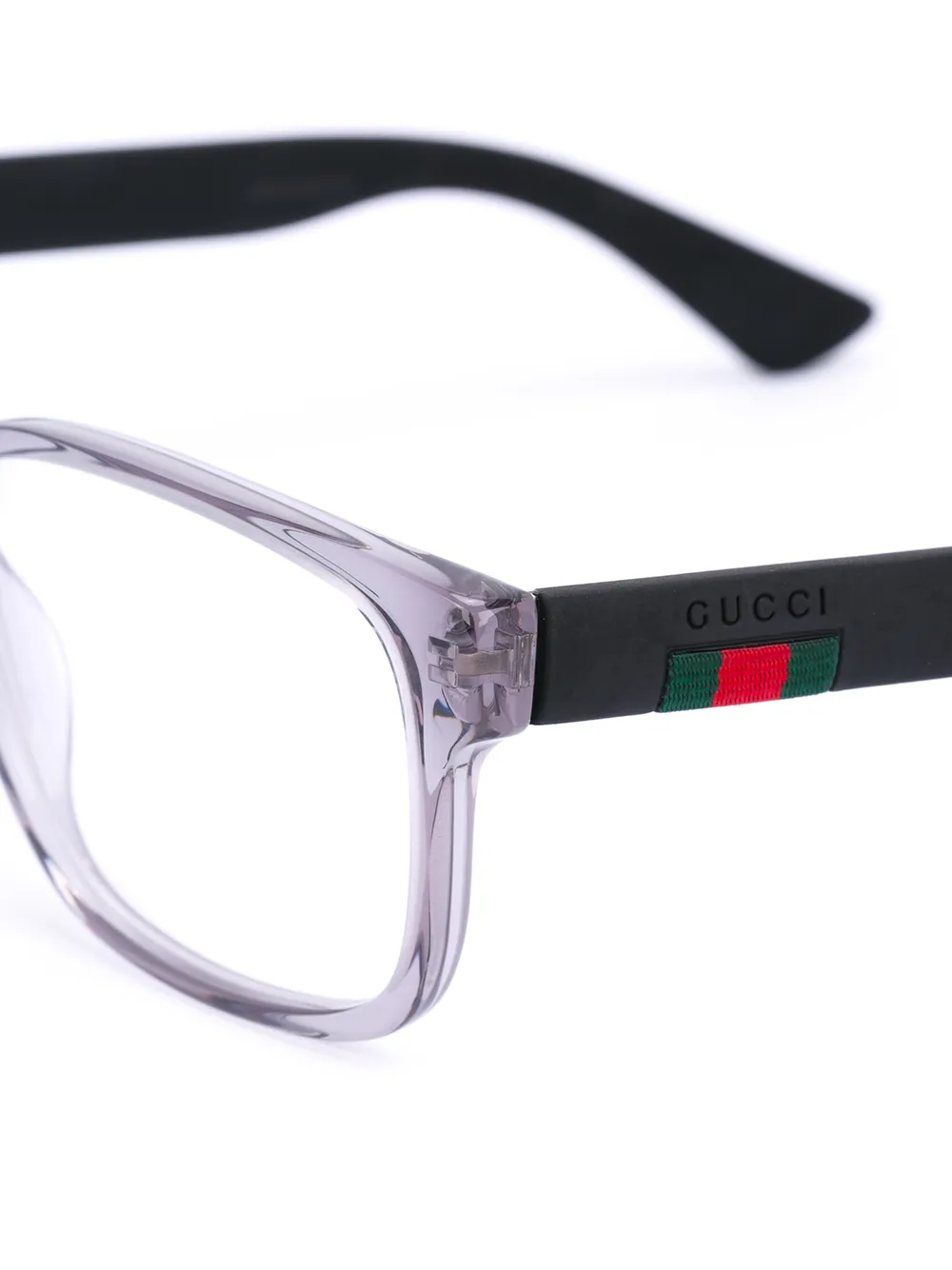 Gucci Eyewear Web trim rectangle glasses Zwart