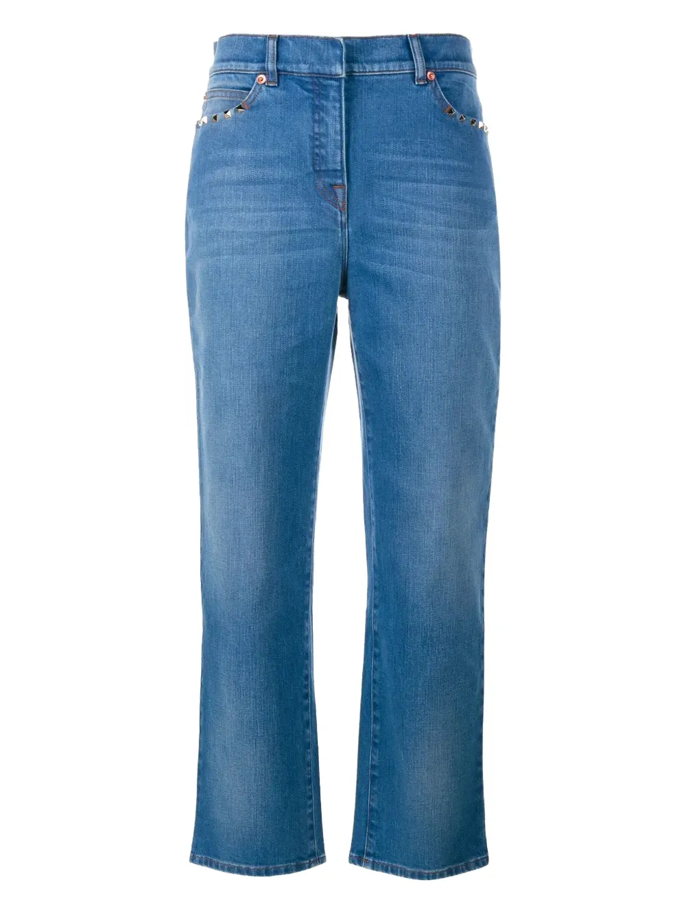 Valentino Garavani cropped jeans met rechte pijpen Blauw